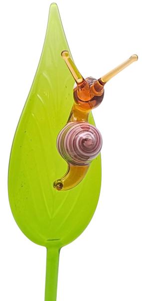 Pflanzenstecker, Blatt mit Schnecke (rosa)
