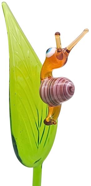 Pflanzenstecker, Blatt mit Schnecke (rosa)