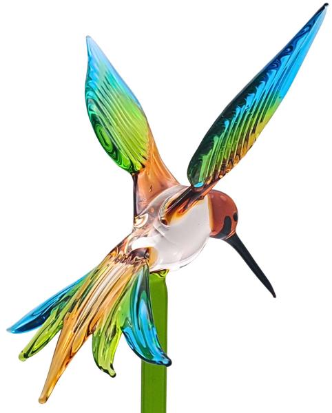Pflanzenstecker mit Kolibri (braun-grün-blau)