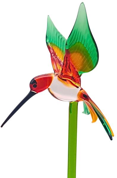 Pflanzenstecker mit Kolibri (rot-gelb-grün)