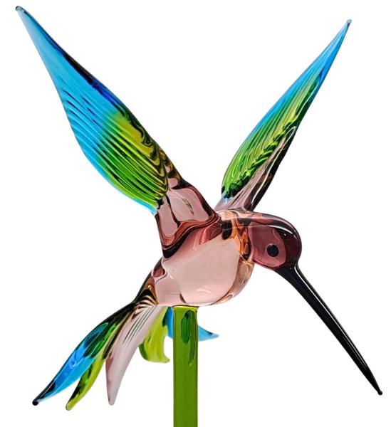 Pflanzenstecker mit Kolibri (lila-grün-blau)