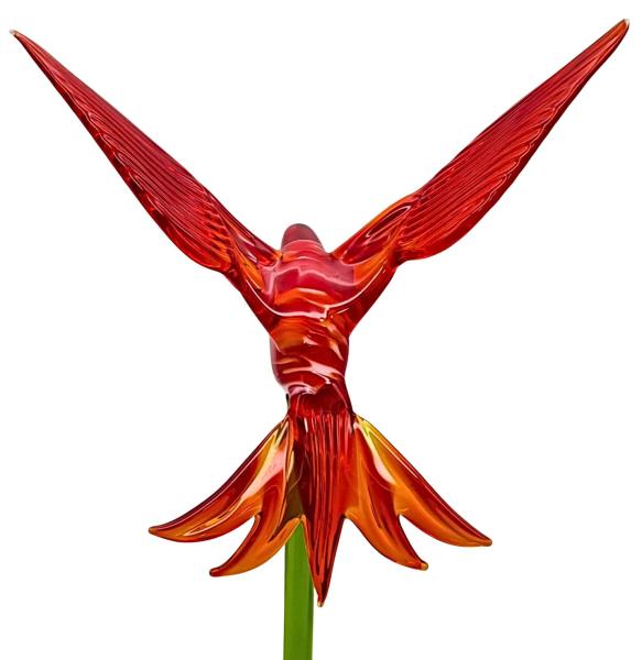 Pflanzenstecker mit Kolibri, rot