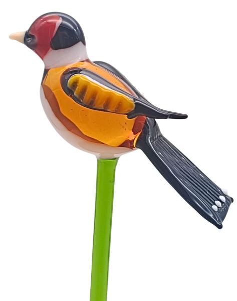 Pflanzenstecker mit Stieglitz, geschl. Flügel