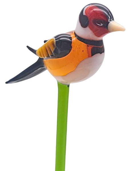 Pflanzenstecker mit Stieglitz, geschl. Flügel