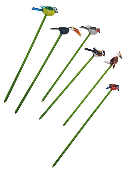 Pflanzenstecker mit Stieglitz, geschl. Flügel