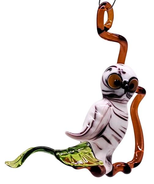 Hängevogel - Schnee-Eule auf Ast - klein