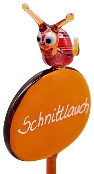 Kräuterstecker mit Schnecke, rot / Schnittlauch