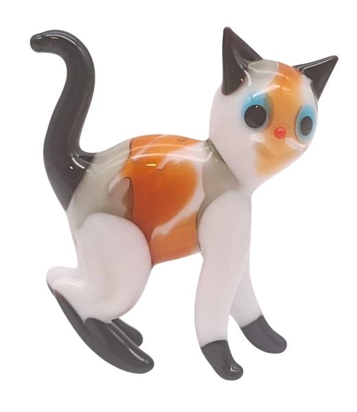 Katze stehend (weiß-braun-grau)