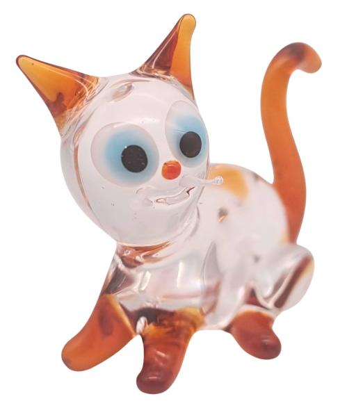 kleine Katze sitzend, transp.-braun