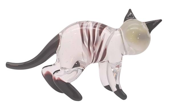 stehende Katze, (transp.-schwarz mit Streifen)