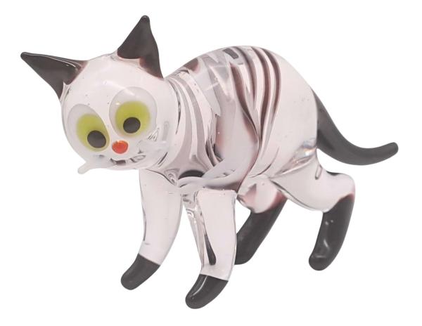stehende Katze, (transp.-schwarz mit Streifen)