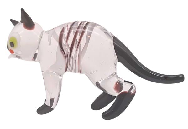 stehende Katze, (transp.-schwarz mit Streifen)