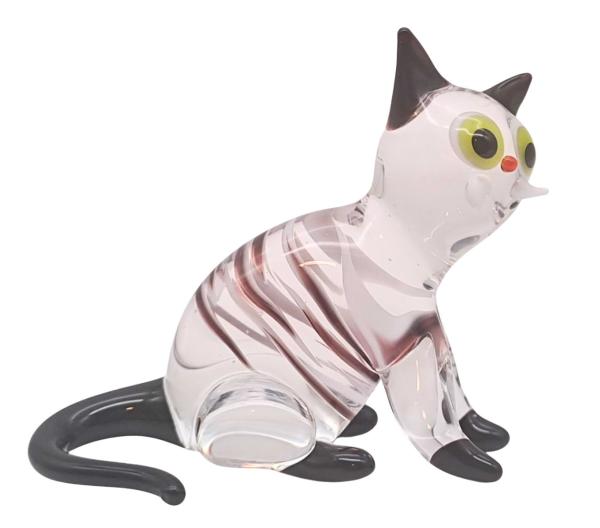 Katze, sitzend ( (transp.-schwarz mit Streifen)