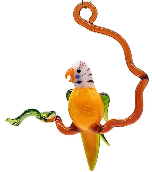 Hängevogel - Wellensittich auf Ast /klein (gelb-grün)