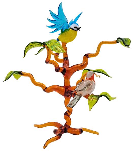 Baum mit Rotkehlchen und Blaumeise