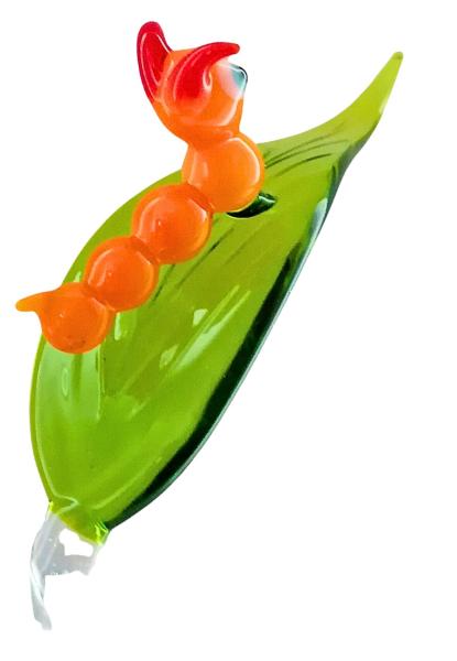 höhenverstellbarer Orchideenstab, Blatt mit Raupe - d/gelb -